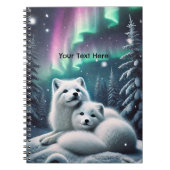 Liefdevolle poolvossen Noorderlicht Snowy Forest Notitieboek (Voorkant)