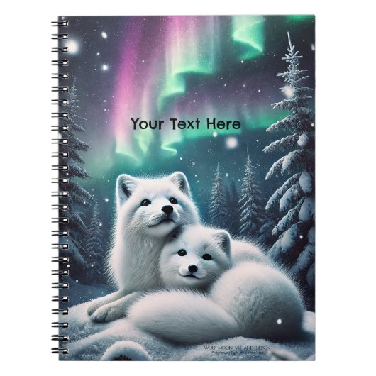 Liefdevolle poolvossen Noorderlicht Snowy Forest Notitieboek (Voorkant)