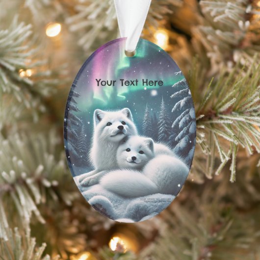 Liefdevolle poolvossen Noorderlicht Snowy Forest Ornament (Boom)