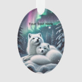 Liefdevolle poolvossen Noorderlicht Snowy Forest Ornament (voorkant)