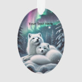 Liefdevolle poolvossen Noorderlicht Snowy Forest Ornament (achterkant)