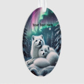 Liefdevolle poolvossen Noorderlicht Snowy Forest Ornament (voorkant)