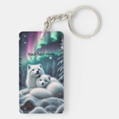 Liefdevolle poolvossen Noorderlicht Snowy Forest Sleutelhanger (achterkant)