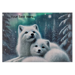 Liefdevolle poolvossen Noorderlicht Snowy Forest Snijplank