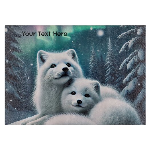 Liefdevolle poolvossen Noorderlicht Snowy Forest Snijplank (Voorkant)