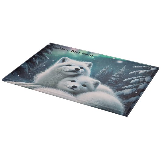 Liefdevolle poolvossen Noorderlicht Snowy Forest Snijplank (Hoek)