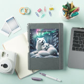 Liefdevolle poolvossen Noorderlicht Snowy Forest Sticker (iPad Cover)