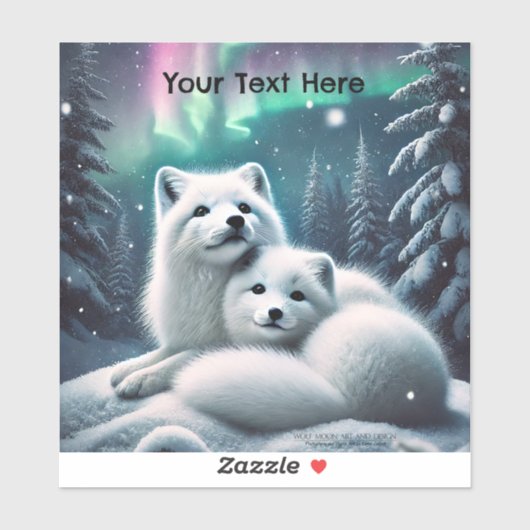 Liefdevolle poolvossen Noorderlicht Snowy Forest Sticker (Vel)