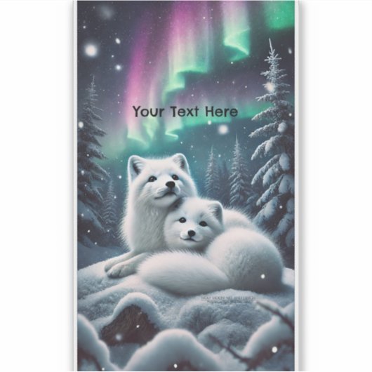 Liefdevolle poolvossen Noorderlicht Snowy Forest Sticker (Voorkant)