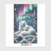 Liefdevolle poolvossen Noorderlicht Snowy Forest Sticker (Vel)