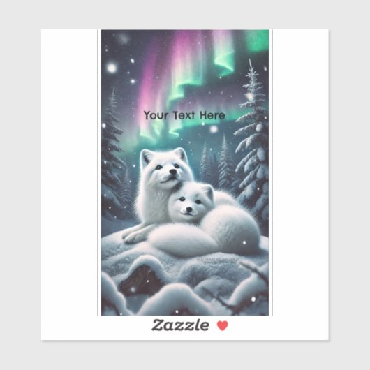 Liefdevolle poolvossen Noorderlicht Snowy Forest Sticker (Vel)