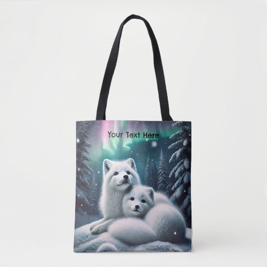 Liefdevolle poolvossen Noorderlicht Snowy Forest Tote Bag (Voorkant)
