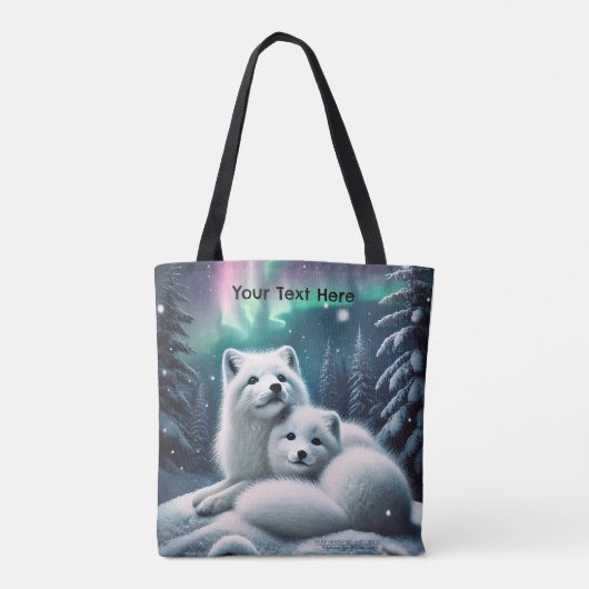 Liefdevolle poolvossen Noorderlicht Snowy Forest Tote Bag (Achterkant)