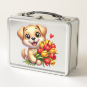 Liefdevolle puppy Metal Lunchbox (Voorkant)
