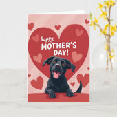 Liefdevolle Puppy Moederdag Hart Kaart (Gele Bloem)
