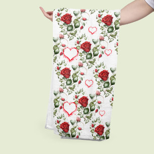 Liefdevolle rode rozen badhanddoek
