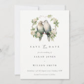 Liefdevolle romantische vogels botanische krans br save the date (Voorkant)