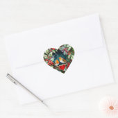 Liefdevolle roodborstjes, hulst en hart sticker (Envelop)