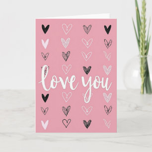 Liefdevolle Roze kaart met harten