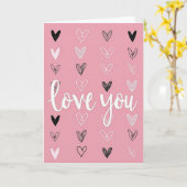 Liefdevolle Roze kaart met harten (Gele Bloem)