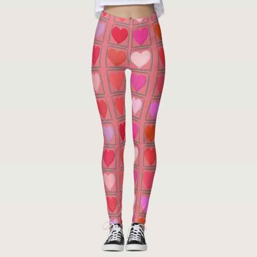 Liefdevolle roze Valentijnse liefde Pattern Leggings (Voorkant)