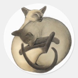 Liefdevolle Siamese Katten Ronde Sticker