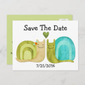 Liefdevolle slakken Bruiloft Bewaar de datum Brief Aankondigingskaart (Voorkant / Achterkant)