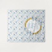 Liefdevolle Stof Blauwe Gouden Baby Shower Tapijt Wandkleed (Voorkant (horizontaal))