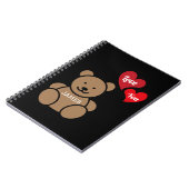 Liefdevolle teddybeer en harten, gepersonaliseerd notitieboek (Linkerzijde)
