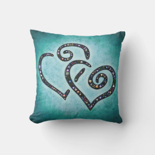 Liefdevolle Tweeling Hart Blauwe Kussen