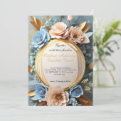 liefdevolle uitnodiging voor een blauwe bruiloft (Staand voorkant)