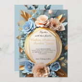 liefdevolle uitnodiging voor een blauwe bruiloft (Voorkant / Achterkant)