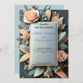 liefdevolle uitnodiging voor een blauwe bruiloft (Voorkant / Achterkant)