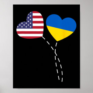 Liefdevolle Usa Oekraïne Vlag Hart Oekraïense Amer Poster