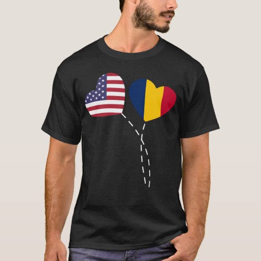 Liefdevolle USA Tsjaad Vlag Hart Tsjadische Amerik T-shirt (Voorkant)