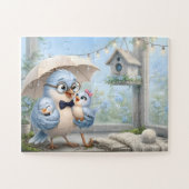 Liefdevolle Vader Vogel Legpuzzel (Horizontaal)