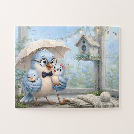 Liefdevolle Vader Vogel Legpuzzel (Horizontaal)