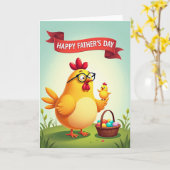 Liefdevolle vadersdag kippenkaart kaart (Gele Bloem)