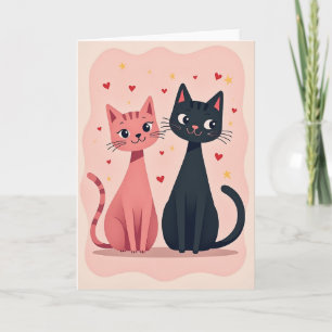 Liefdevolle Valentijnskaart met Schattige Katten Kaart