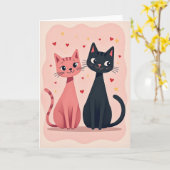 Liefdevolle Valentijnskaart met Schattige Katten Kaart (Gele Bloem)