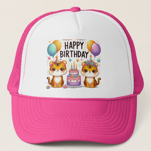 Liefdevolle verjaardagswensen-Muts Baby Tijger Roz Trucker Pet (Voorkant)