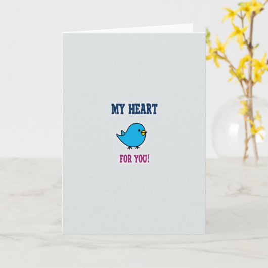 Liefdevolle Vogel Hart Kaart (Gele Bloem)