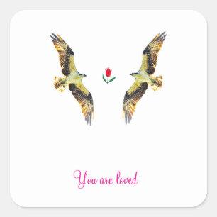 Liefdevolle vogels. visarend vierkante sticker