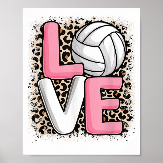 Liefdevolle Volleybal Luipaardprint Vrouwen Meisje Poster (Voorkant)