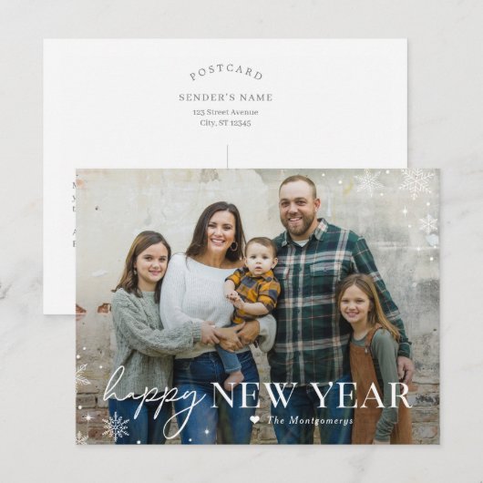 Liefdevolle Vorst Gelukkig Nieuwjaar Fotokaart Feestdagenkaart (Voorkant / Achterkant)