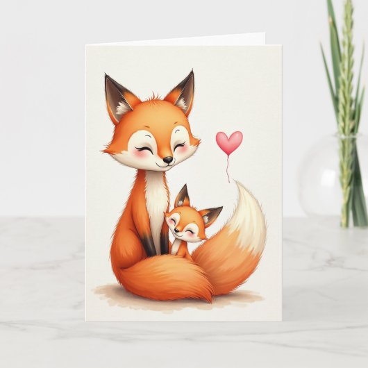 Liefdevolle Vos Familie Dag Kaart (Voorkant)