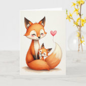 Liefdevolle Vos Familie Dag Kaart (Gele Bloem)