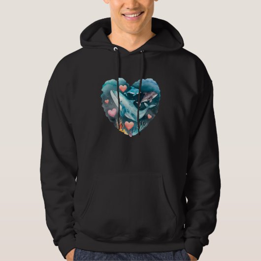 Liefdevolle Walvis Oceaan Zee Idee Mannen Jongens Hoodie (Voorkant)