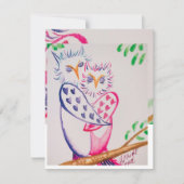 Liefdevolle Waterverf Uil Valentijn Kaart (Voorkant)