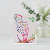 Liefdevolle Waterverf Uil Valentijn Kaart (Staand voorkant)